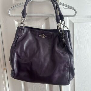 Coach Dark Purple Leather Shoulder Bag